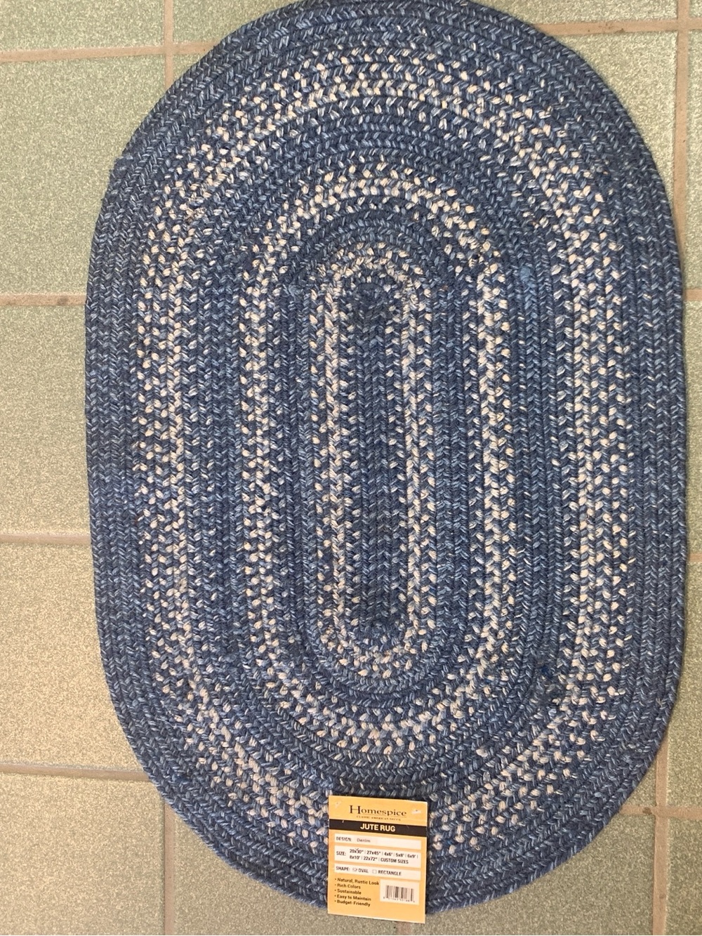 Denim oval braided rug 20 x 30